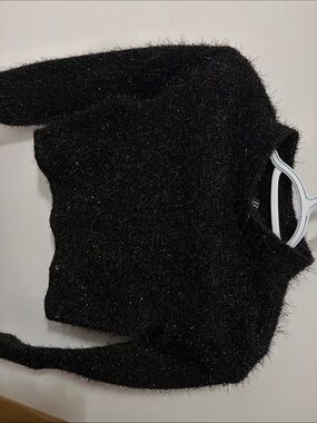 Divided Black Fuzzy Turtleneck Sweater